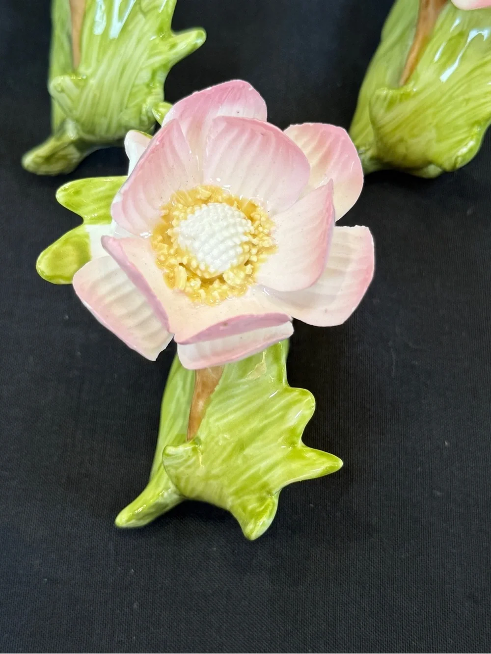 Porcelain Bone China Pink Anemone Flower Napkin Rings 6 Piece Lot Bloomingdale’s